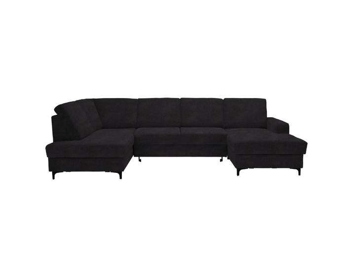 Stylife Wohnlandschaft, Graphit, Metall, 4-Sitzer, Ottomane links, U-Form, 317x185 cm, Made in EU, Rücken echt, Wohnzimmer, Sofas & Couches, Wohnlandschaften, Wohnlandschaft U-Form