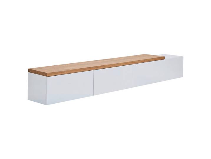 Xora Lowboard, Weiß, Eiche, Holz, Eiche, vollmassiv, 220x32x35 cm, Bsci, Holzmöbel, Kleinmöbel Holz, Holzkommoden, Lowboards Holz