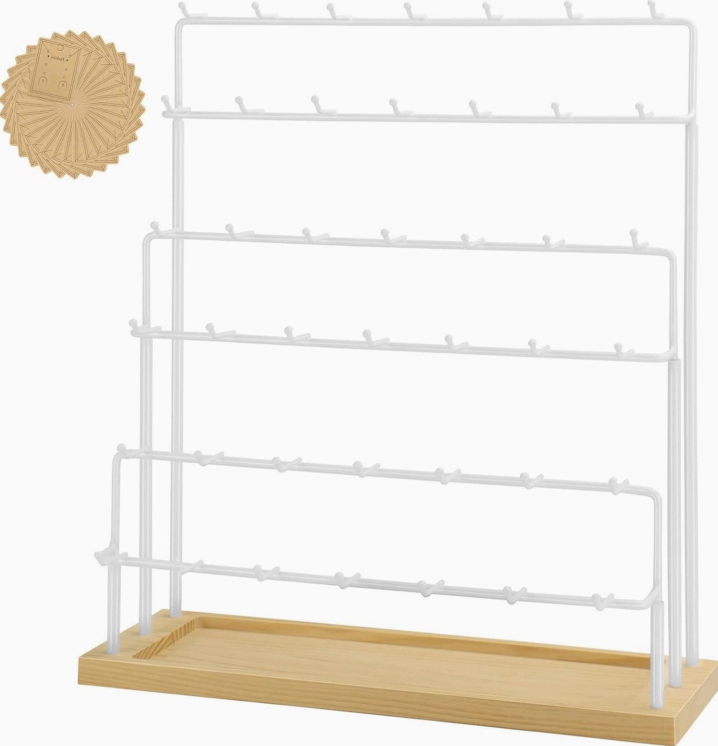 Merkloze Sieraden Display Standaard met 6 Niveaus en 42 Haken van Hout