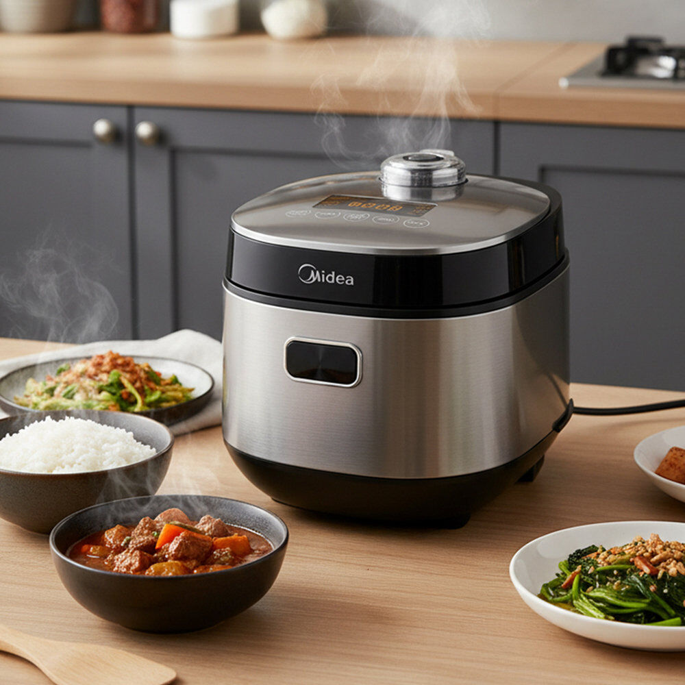 Ivy Bronx Midea Rice Cooker with 9 Functions Black 4ml