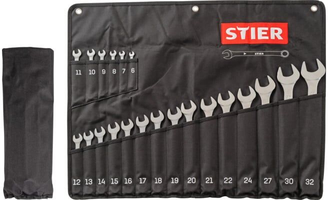 Jeu de clés mixtes STIER ouv. 6 à 32 mm, 21 pièces, acier , clés plates, clés à fourches, jeu de clés atelier (904727)
