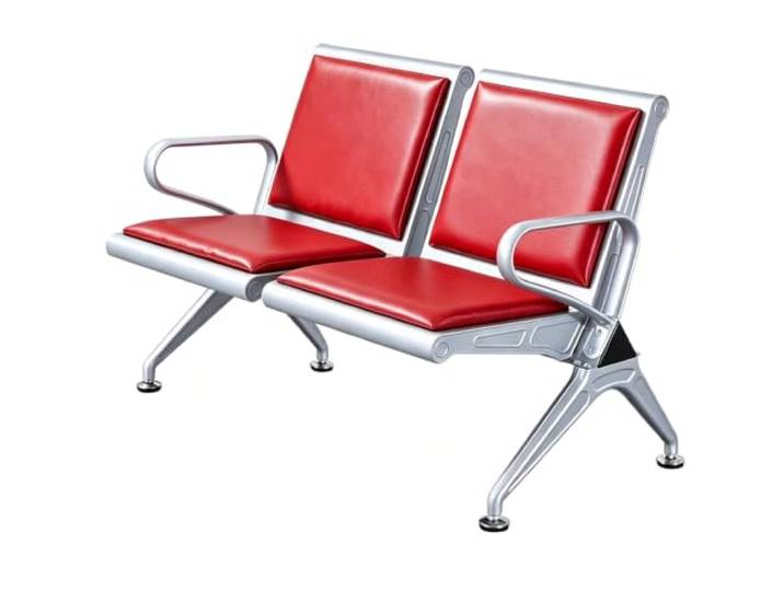 YZWZZXC 2-Sitzer Wartezimmerbank für Flughäfen mit PU-Kissen und Armlehnen Edelstahl, Tragkraft 300 Kg, Ergonomisches Design für Flughäfen, Bahnhöfe, Banken Und Bürolobbys 120x65x78cm(Red)