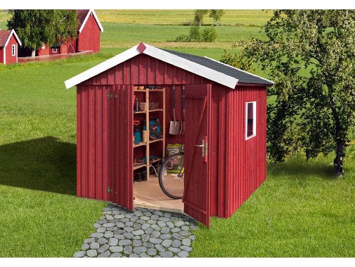 weka Schwedenhaus Gr.3, sägerauh, schwedenrot, breite DT, F,, Farbe:schwedenrot, Dachform:Satteldach