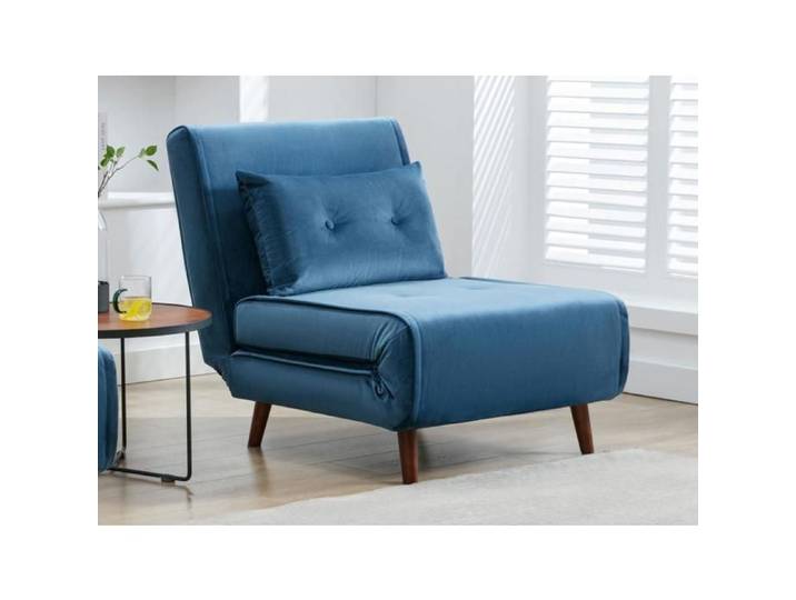 Fauteuil convertible en velours bleu nuit URIBIA