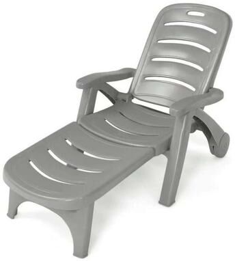 Costway 5 Position Adjustable Folding Lounger Chaise Chair-Gray
