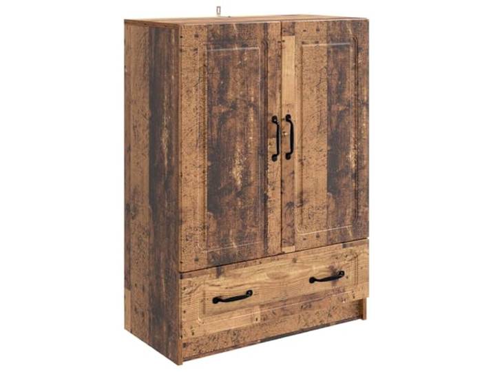Sideboard Altholz 66 x 34,5 x 92 cm Holzwerkstoff Rechteckiges Design, Holzwerkstoff, 90°-Pendeltür, Scharnier-System, Schubladen, Regalbretter, Metallgriffe