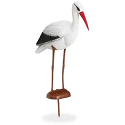 Relaxdays 2 x Gartenfigur Storch Weiß,Braun,Schwarz