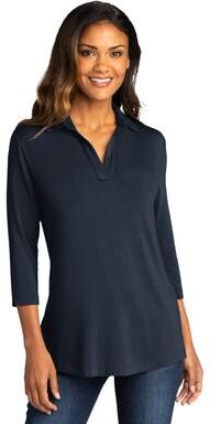 Port Authority LK5601 Women's Luxe Knit Tunic in River Blue Navy size Large   Rayon/Spandex