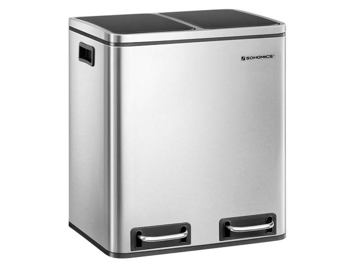 Abfallsammler, Silber, Kunststoff, 30 L, 41x47x36 cm, Küchen, Küchenausstattung, Mülleimer