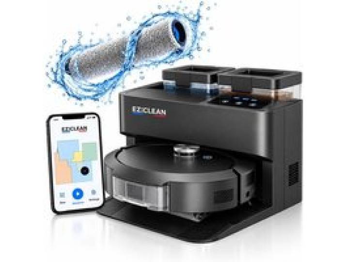 Robot aspirateur laveur connecté - EZICLEAN - All in one Z10 ROLLER IA - Connecté (IoT) - Autonomie 240 min - Sans sac