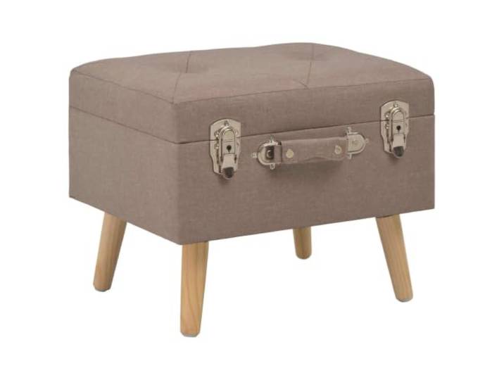 GKHPYURE Hocker mit Behälter 3 Stück aus braunem Stoff 1 große und 2 kleine Sitzfläche, 100 % Polyester, Beine aus Massivholz, max. 110 kg, einfache Montage