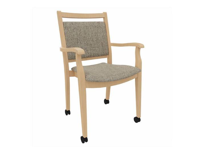 einrichtungsdesign24 Armlehnstuhl André mit Rollen – Ideal für Senioren im Alter und der Pflege, komfortabel, gepolstert, Massivholzgestell, Premium Rollen
