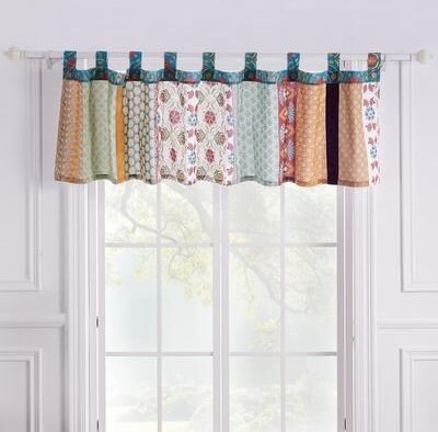 Greenland Home Fashions Thalia Tab-Top Style, Velvet-Embellished Window Valance, 84 W x 21 L