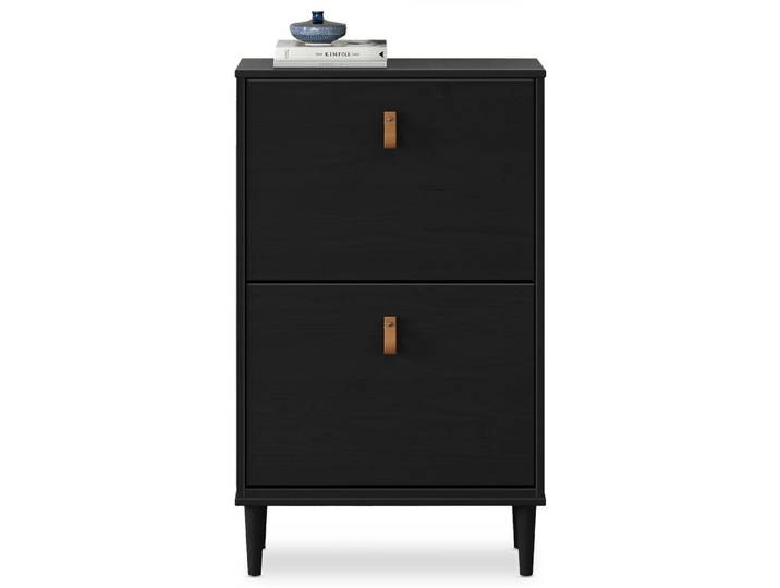 Idimex Schuhkipper Mikka schwarz, Schwarz, Holz, Kiefer, Vintage, 59x96x25 cm, Garderobe, Schuhaufbewahrung, Schuhkipper