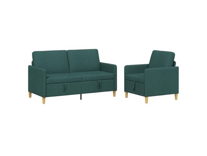 KUTYWEXFM Sofa Set mit Stauraum 2-Teilig Couchgarnitur Dunkelgrün Platzsparende Couchgarnitur für Wohnzimmer und Gästezimmer mit klappbarem Sitzbank-Stauraum und Kissenbezügen.