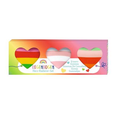 Regenbogen Herz Radierer Set