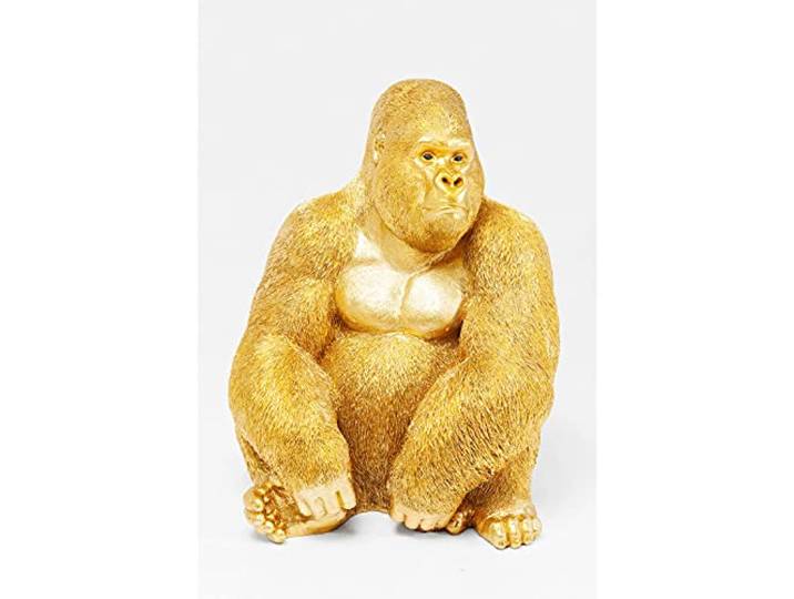 Kare Design Deko Figur Monkey Gorilla, Gold, Deko Objekt, Affe, Gorilla, handbemalt, Unikat, 76x60x55 cm (H/B/T)