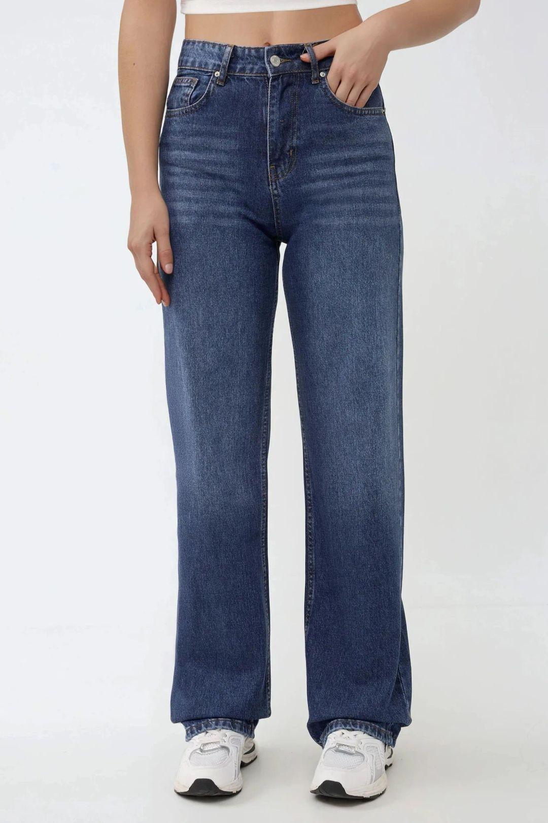 Hochtaillierte Straight-Leg-Jeans