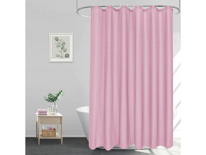 Duschvorhang Rosa 180 x 180 cm Textil Wasserdicht Schnell Trocknend, 180x180 cm, Heimtextilien, Badtextilien, Duschvorhänge