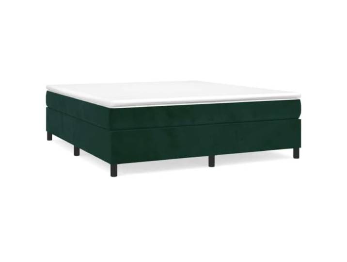 PUGYNBK Boxspringbett aus Samt, Dunkelgrün, 180 x 200 cm Taschenfederkernmatratze, mittlere bis harte Unterstützung, Latten aus Sperrholz, Lederschutz