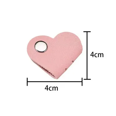 PU Leather Data Cable Organizer, Multifunctional Heart shaped Clip Hub, Phone Data Storage Winding Clip pink