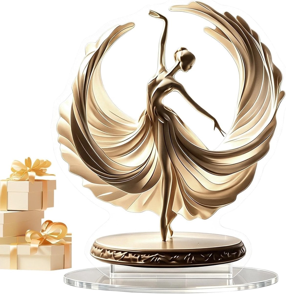 Balletdanser Beeld - Transparante Acryl Sculptuur voor Huisdecoratie - Hoogte: 20 cm