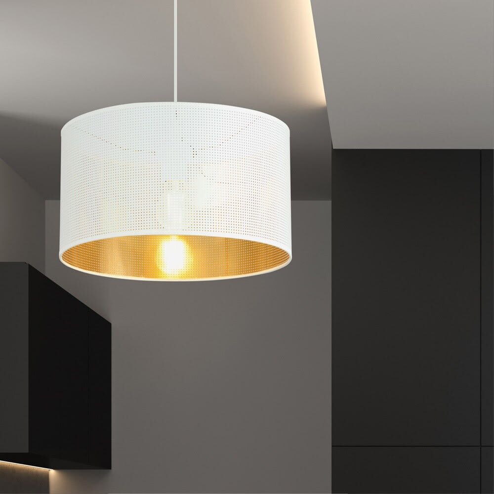 Wonderlamp Lámpara colgante con pantala cilíndrica blanca e interior dorado ø35