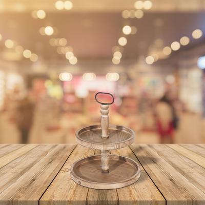 IH Casa Decor 2 Tier Wooden Round Stand