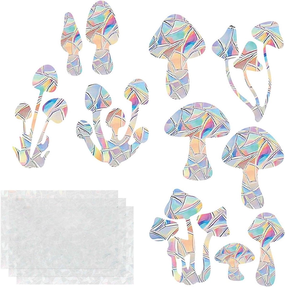 Set van 27 transparante decoratieve raamstickers met regenboogeffect voor vogelbescherming