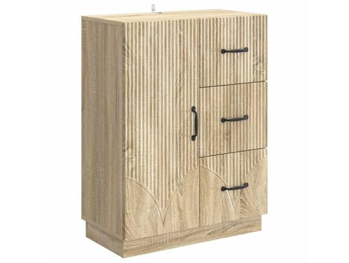 KPOTUERTU Sideboard Sonoma-Eiche 66 x 34,5 x 87 cm Holzwerkstoff Buffet mit Fächern, Schubladen, großen Regalen, schlankes Design, einfache Montage, pflegeleicht