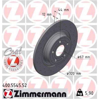 ZIMMERMANN Bremsscheibe 400554552 Hinterachse Gelocht 320mm 12mm für Mercedes