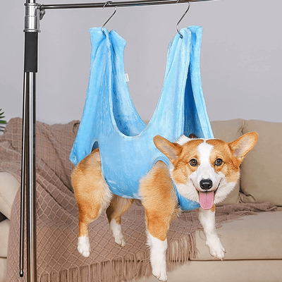 PetsAreLife Pet Grooming Hammock Comfortable Dog Hammock For Nail Trimming, Washing, And Easy Grooming Blue S