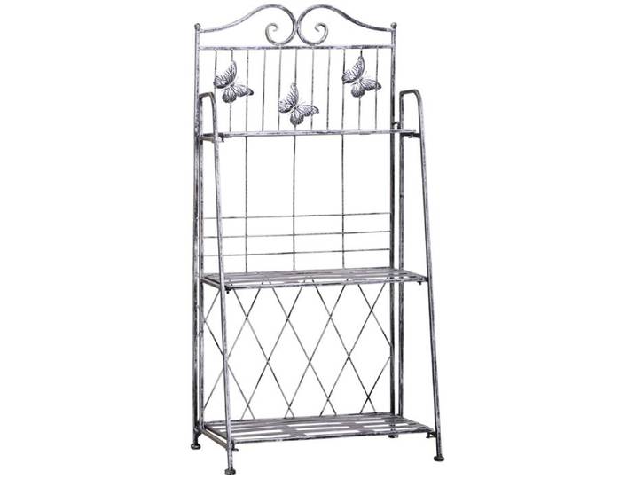 Étagère à plantes - 3 niveaux - Métal - Gris argenté - Design romantique - Pliable