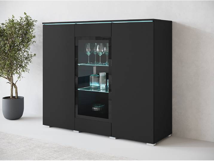 Commode lumineuse 120 x 103 x 40cm Noir/Noir mat