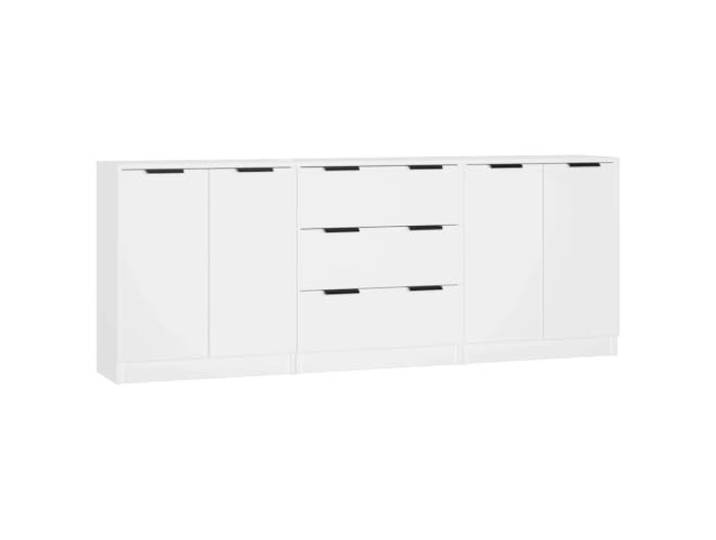 GHVBNMF 3er Set Sideboard Kommode Weiß 60x30x70cm Holzwerkstoff Dreiteiliges Schrank-Set für Wohnzimmer und Schlafzimmer. Stabile Anrichten mit Türen und Schubladen für Ordnung.