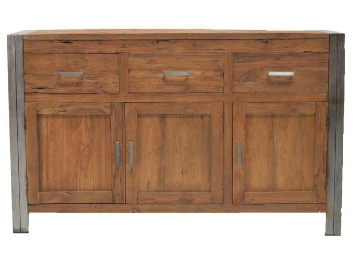Wohnpalast Sideboard Sideboard Vintage Teak - Massivholz Kommode 3 Schubladen