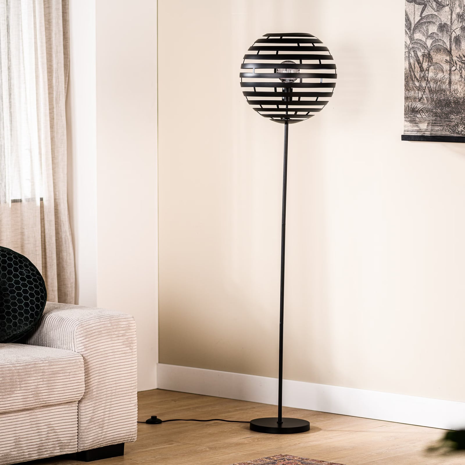 BASE Vloerlamp Kenetra Zwart Ø40cm