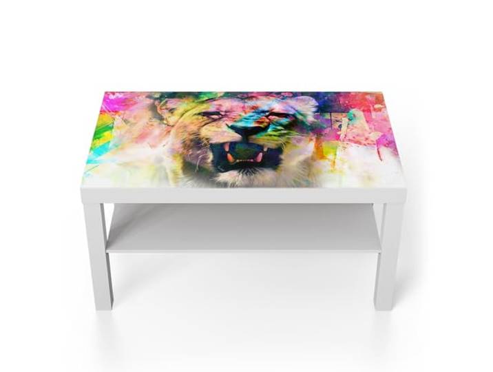 DEQORI Glastisch weiß groß 90x50 cm Motiv Majestätische Fusion ausgefallener Beistelltisch aus Glas Hochglanz Couchtisch fürs Wohnzimmer moderner Couch Tisch mit Design