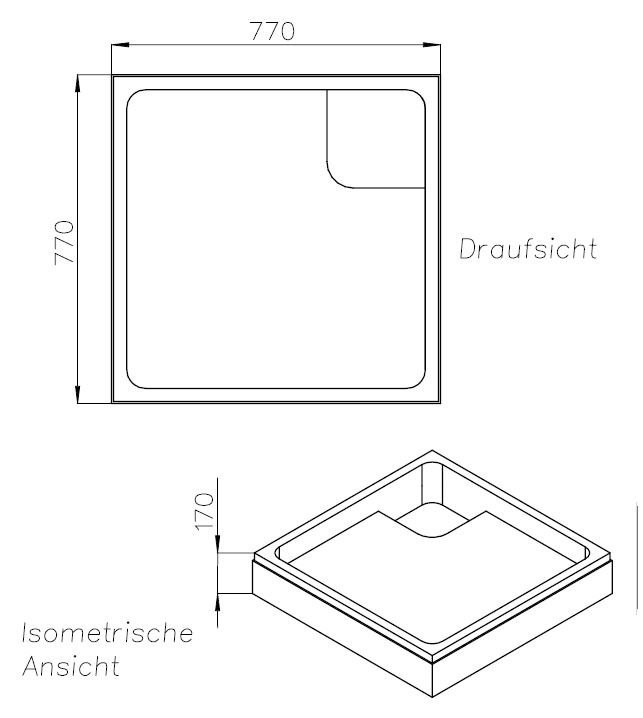Neuesbad Wannenträger für Villeroy & Boch Gustavsberg Denia 80x80x6 SD22570