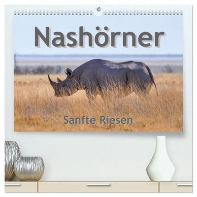 Nashörner - Sanfte Riesen (hochwertiger Premium Wandkalender 2027 DIN A2 quer), Kunstdruck in Hochglanz