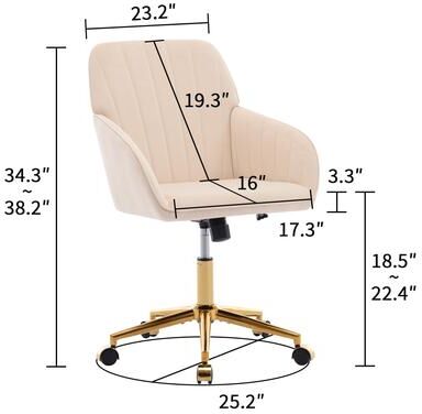 Ostweer Comfortable Vanity Chair Visitor Chair with Lumbar Support, Khaki Ergonomic Swivel Chair Computer Chair with Backrest