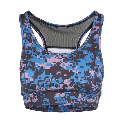 Bralette URBAN CLASSICS "Urban Classics Damen Ladies Tech Mesh Bra", Damen, Gr. M, Cup 0, bunt (digital duskviolet camo), 77% Polyester, 23% Elasthan, BHs Bralette