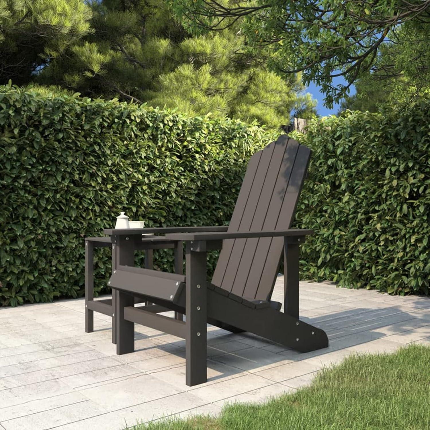 Adirondack-Gartenstuhl, Gartensessel und Campingstuhl für Terrassen und Balkone, Gartenmöbel und Balkonstuhl für draußen, Hochlehner aus HDPE in Anthrazit