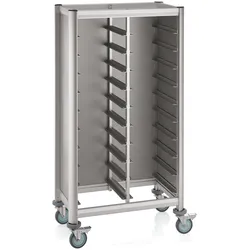WAS Germany - Tablettwagen Trolley Mensa, für 2x10 Tabletts, silber, 86 x 51 x 165 cm, MDF Holzoptik/Alu