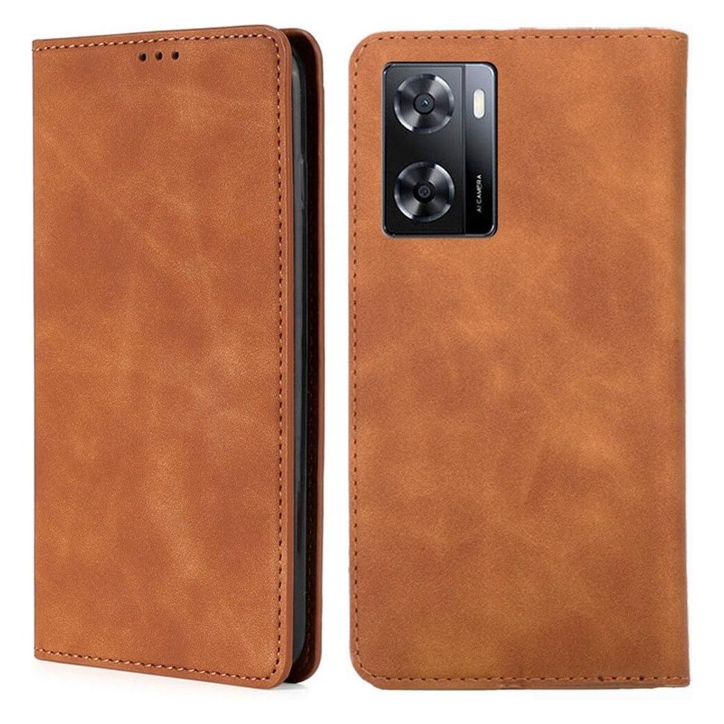 Cover-Discount OPPO A57s - Stand Flip Case Hülle hellbraun (Oppo A57s) (660116248C)