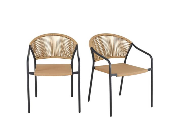 2er Set Stühle aus Stahl und Naturtextilene für die gewerbliche Nutzung
