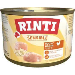RINTI Sensible 185g Dose Hundenassfutter Sparpaket 24 x 185 Gramm Huhn & Reis