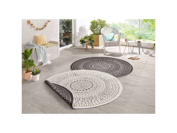 Tapis intérieur-extérieur Porto Noir/Noir Tissu Ø 140cm