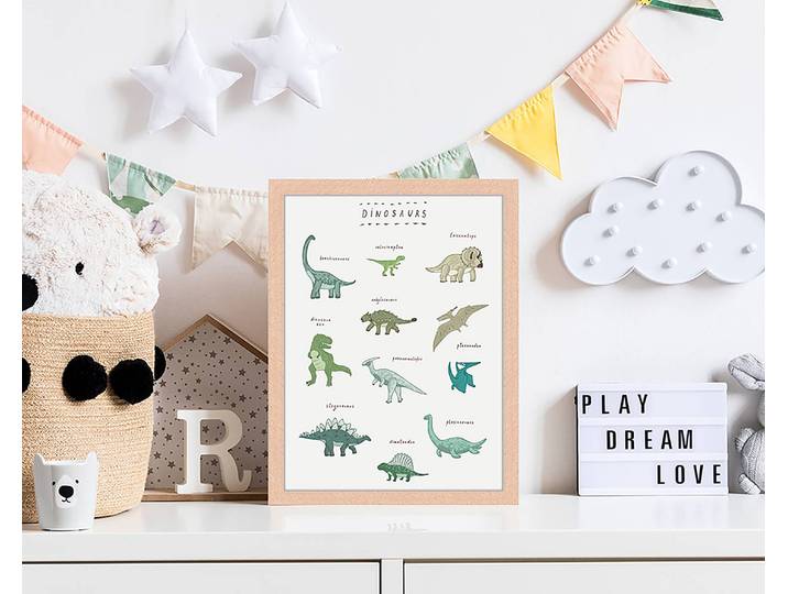 Tableau déco Dinosaurs 33 x 43cm Multicolore