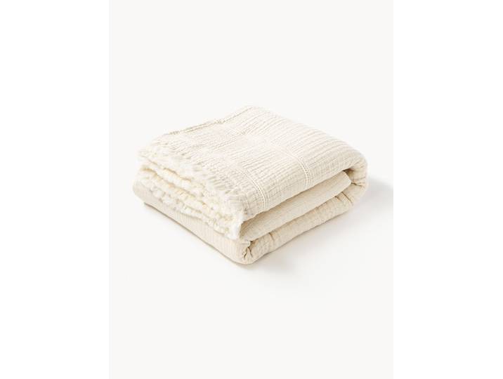 Katoenen bedsprei Kailani met franjes